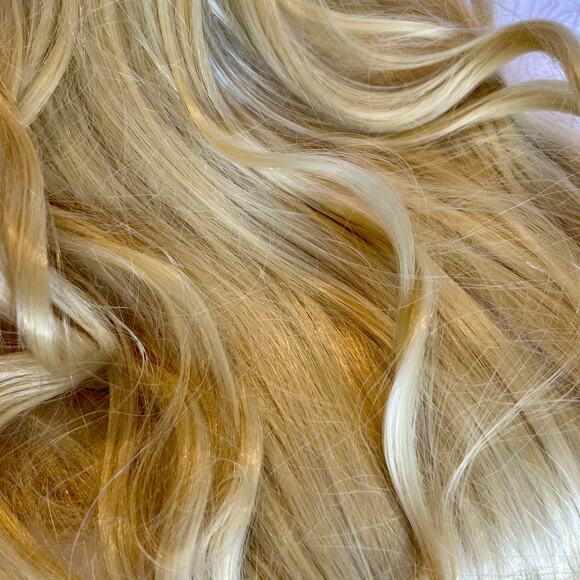 Long Golden Blonde Curly Wig Long Bangs Cosplay Costume - Picture 7 of 7